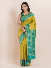 KAVVYA  YELLOW COLOUR  IKAT WEAVING SAREE